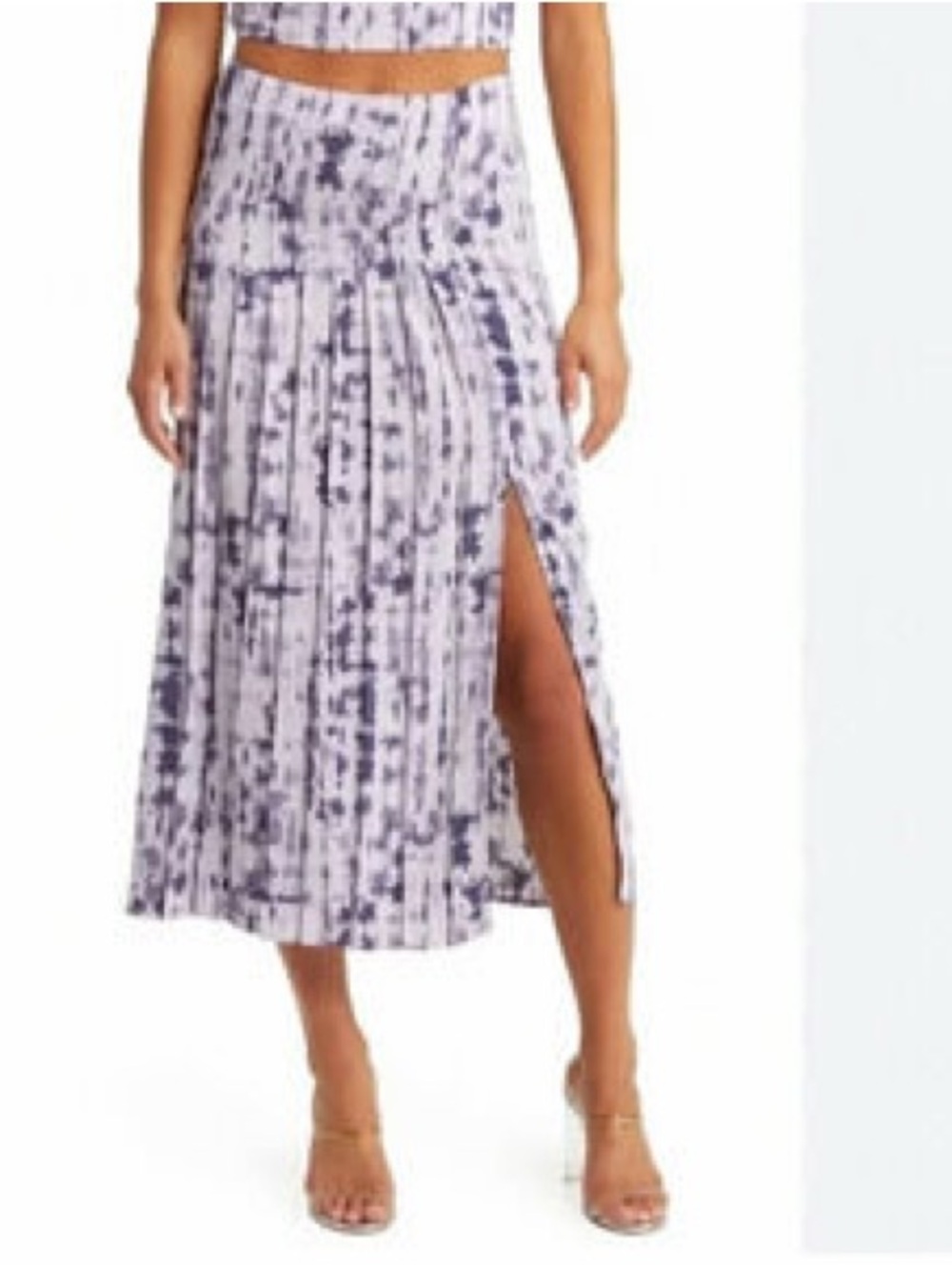 Soft Tie-Dye Maxi Skirt in Lavender & Navy